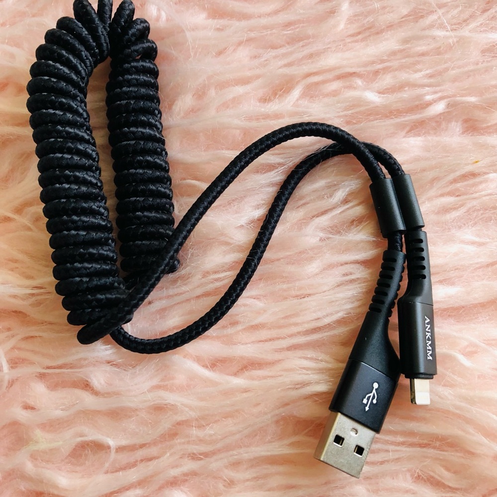 Retractable iPhone Charger Coiled Cable